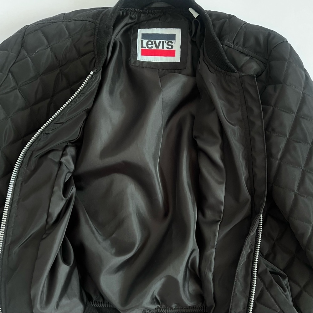 Levi’s trendy, diamond, quilted bomber jacket, women’s black size medium - Picture 7 of 14